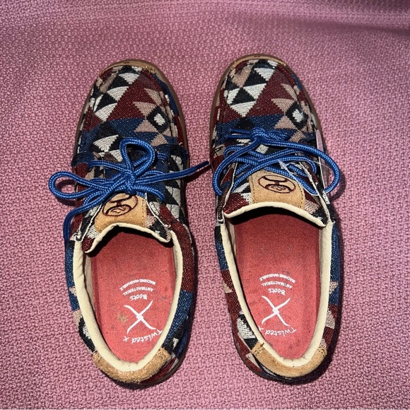 Twisted X Boots Women’s Size 7.5 Aztec Southwestern Red Blue Graphic Hooey Shoes - Picture 8 of 10